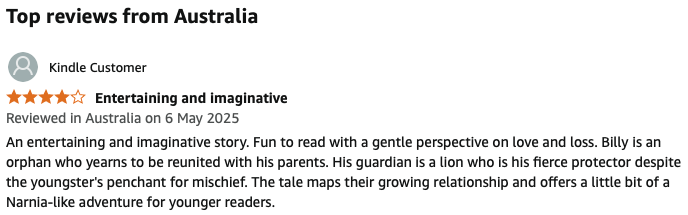 Billy The Lion Boy Amazon review
